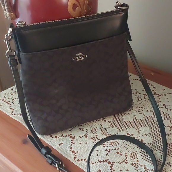 Coach Handbags - COACH New York Black Signature Canvas Small Crossbody B2079-86093